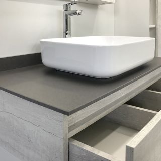 Тумба COMFORTY Прага-90 00-00014424, с графитовой столешницей с раковиной Comforty T-Y9378